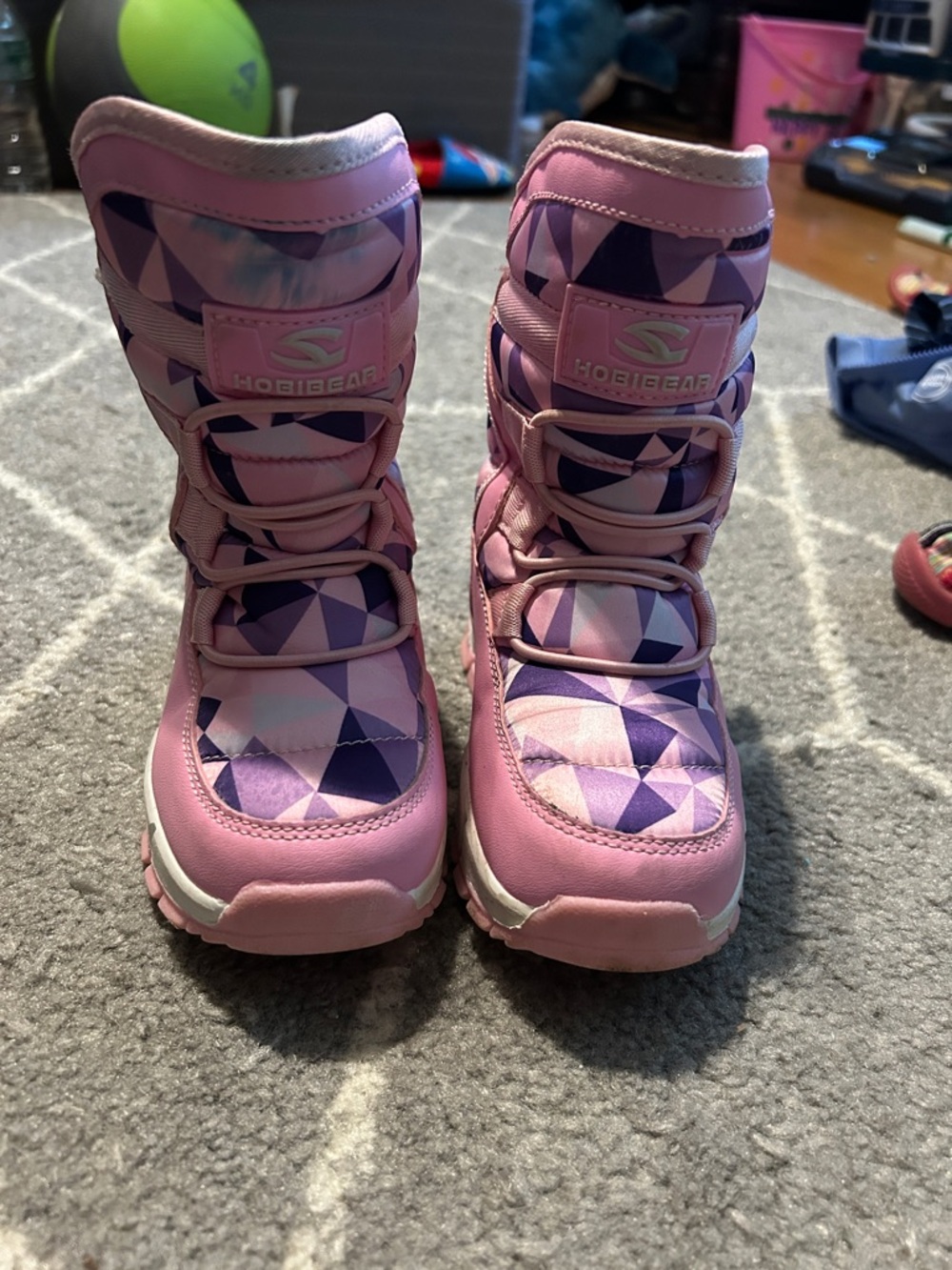 HobieGear Kids Pink & Purple Geometric Snow Boots